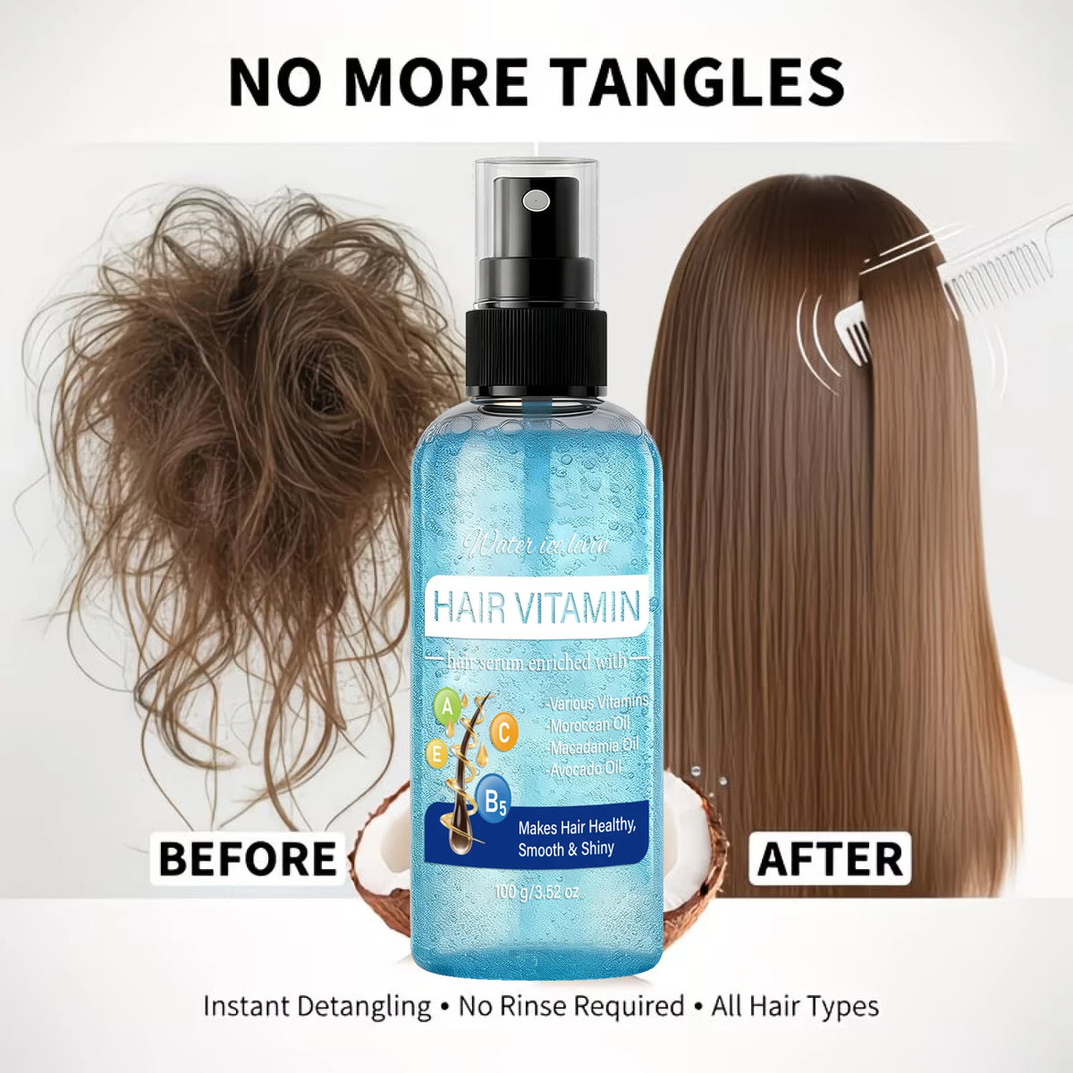 Vitamin Hair Serum With Argan Macadamia Avocado Oil Nourishing Spray