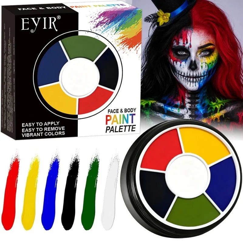 6Colors Face Body Paint Palette Halloween Special Effects Makeup Cosmetic Safe Non‑toxic Body Painting Cream Kids Adults Cosplay