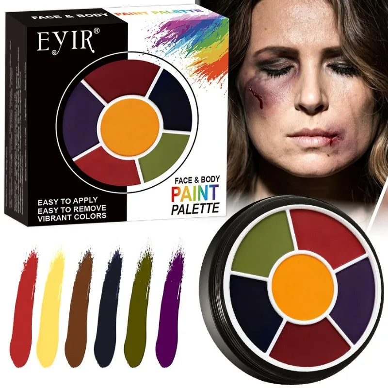 6Colors Face Body Paint Palette Halloween Special Effects Makeup Cosmetic Safe Non‑toxic Body Painting Cream Kids Adults Cosplay