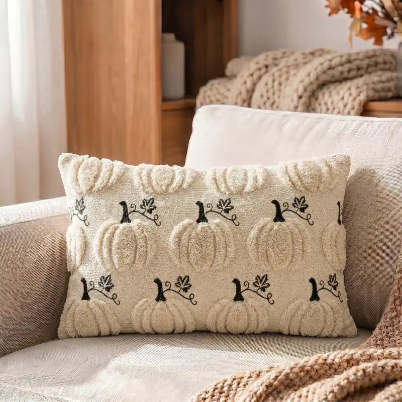 New Autumn Pumpkin Embroidery Pillow Cover Wholesale Thanksgiving Sofa Decor Halloween Cushion  Pillow Cover Only