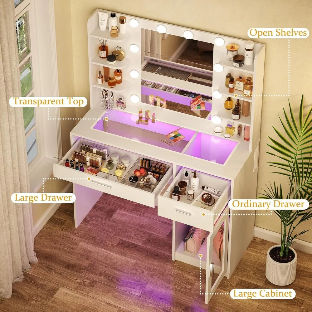 Transparent Top Vanity Desk