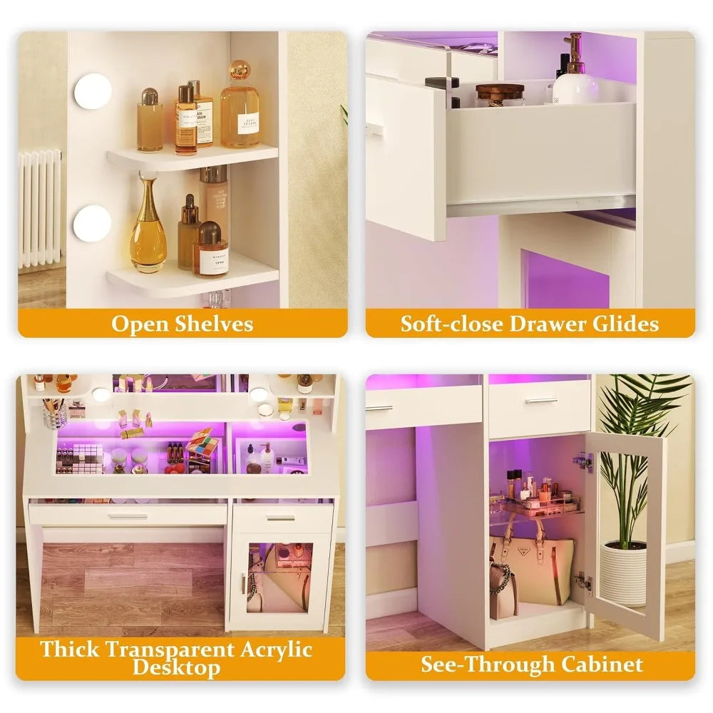 Transparent Top Vanity Desk