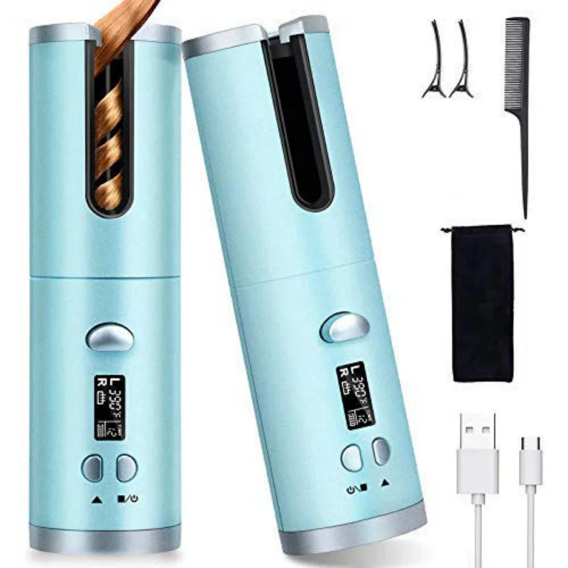 Automatic Hair Curler Wireless With Heat Timer Modes Rechargeable Portabl Fast Heating Styler For Perfect Curls Every Time