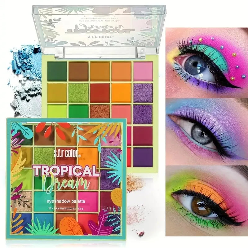 25 Colors Eyeshadow Palette Matte Shimmer Pigmented Rainbow Eye Shadow for Festival Stage Halloween party daily Bold Eye Makeup