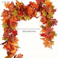 Artificial Maple Leaf Garland, Faux Autumn Leaves Wreath for Outdoor Thanksgiving and Christmas Fall Decorations for Home