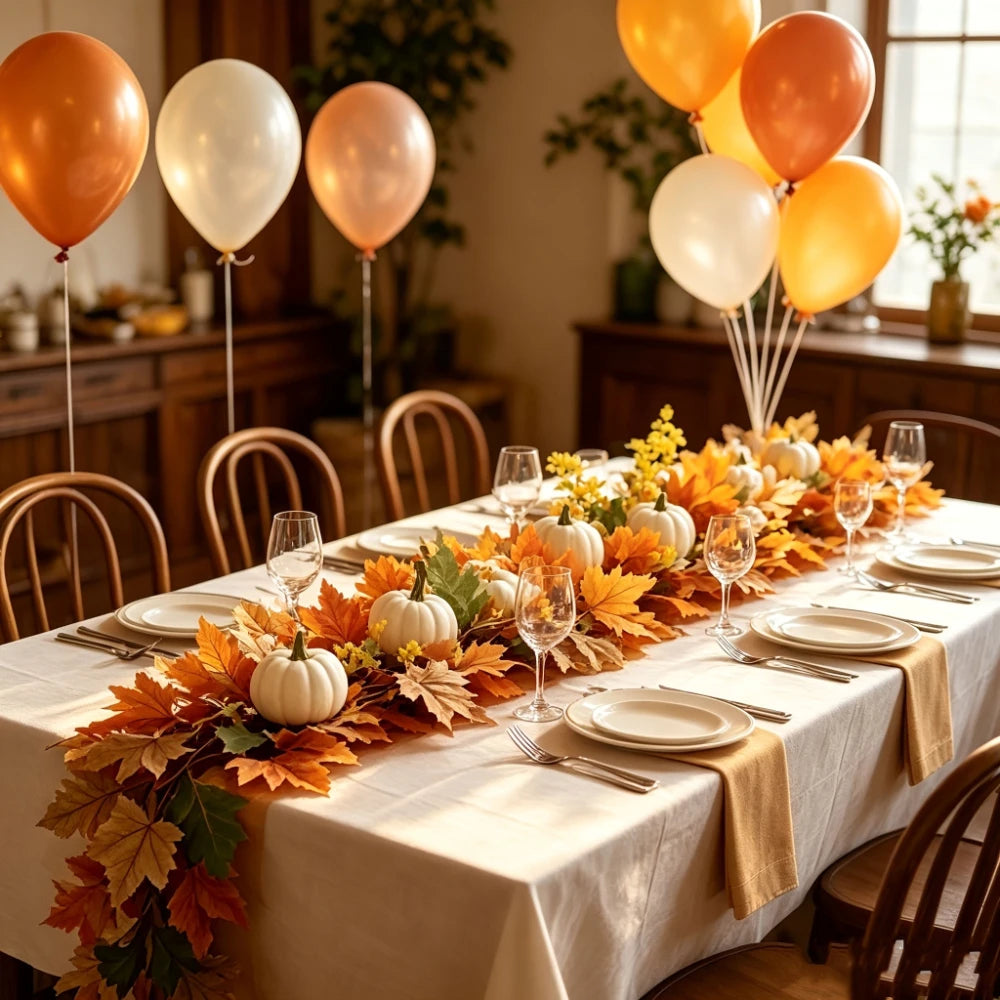 Autumn Maple Leaf and Pumpkin Artificial Rattan Hanging Decor for Thanksgiving Halloween and Autumn Parties