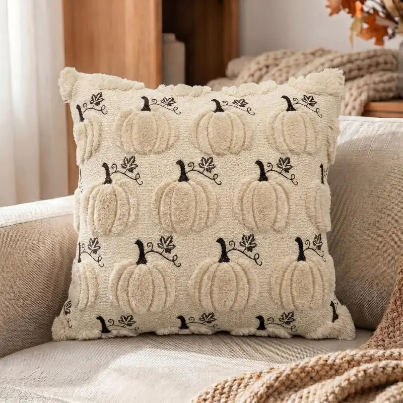 New Autumn Pumpkin Embroidery Pillow Cover Wholesale Thanksgiving Sofa Decor Halloween Cushion  Pillow Cover Only