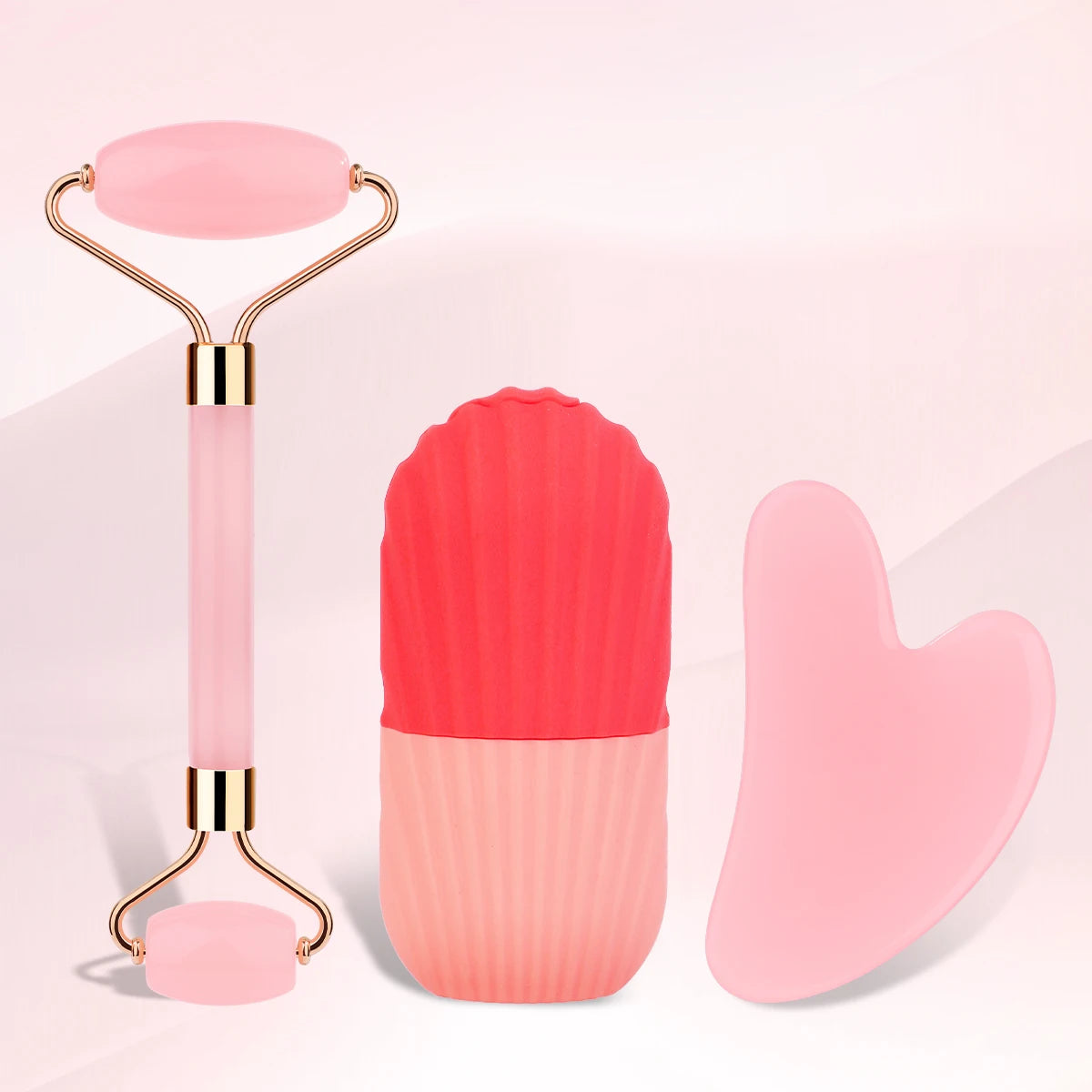 1/2/3pcs Ice Face Roller Facial Skincare Ice Roller Set,Facial Roller GuaSha FaceTool Set,Face Massage Roller Lifting Contouring
