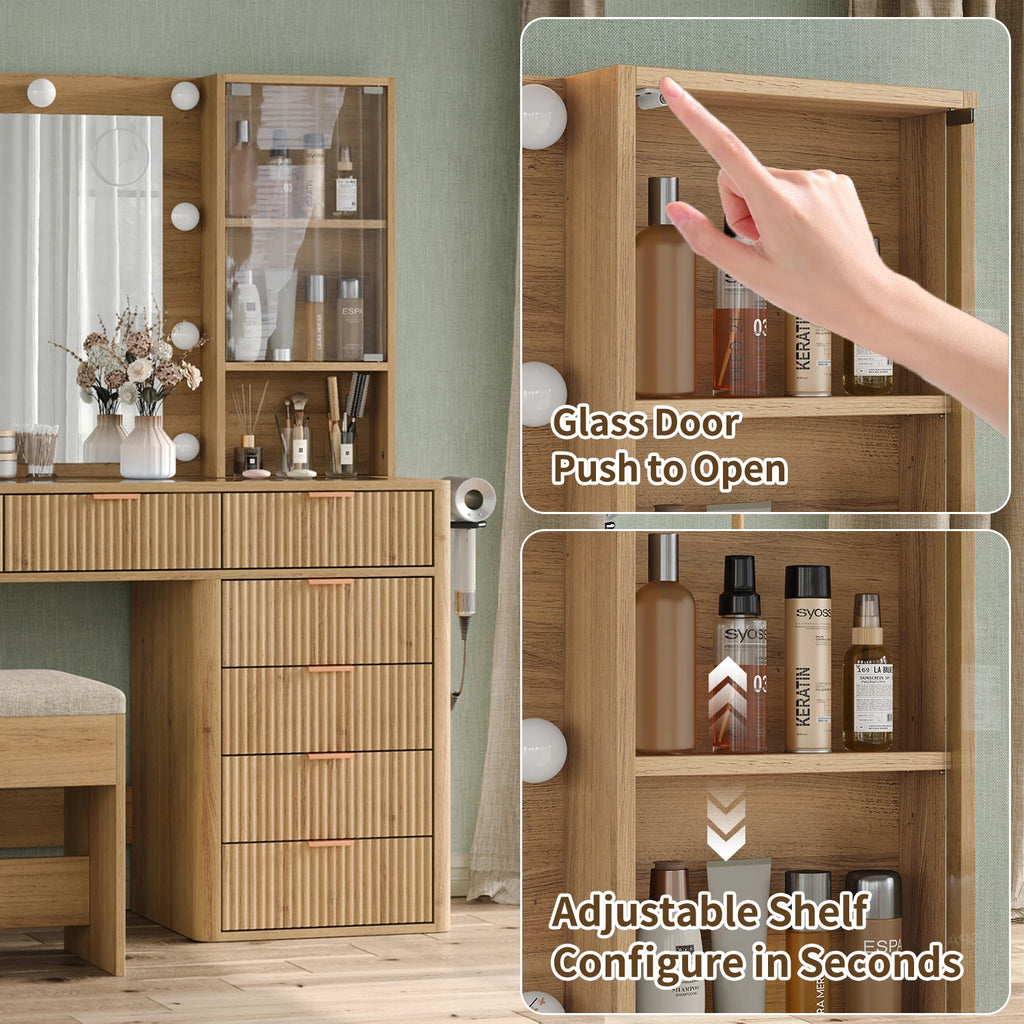 Compact Large Storage Vanity Table Set