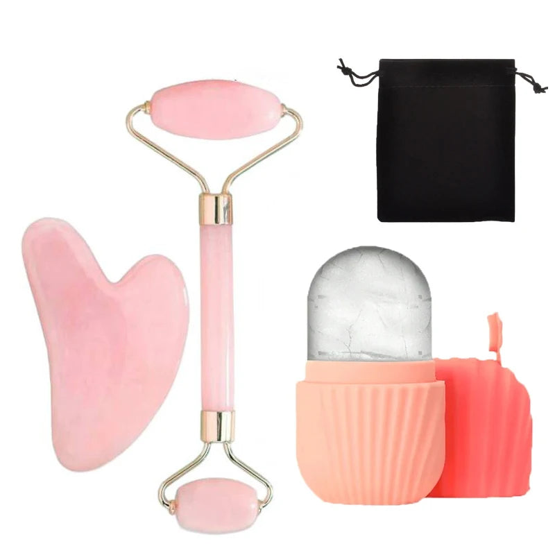 1/2/3pcs Ice Face Roller Facial Skincare Ice Roller Set,Facial Roller GuaSha FaceTool Set,Face Massage Roller Lifting Contouring