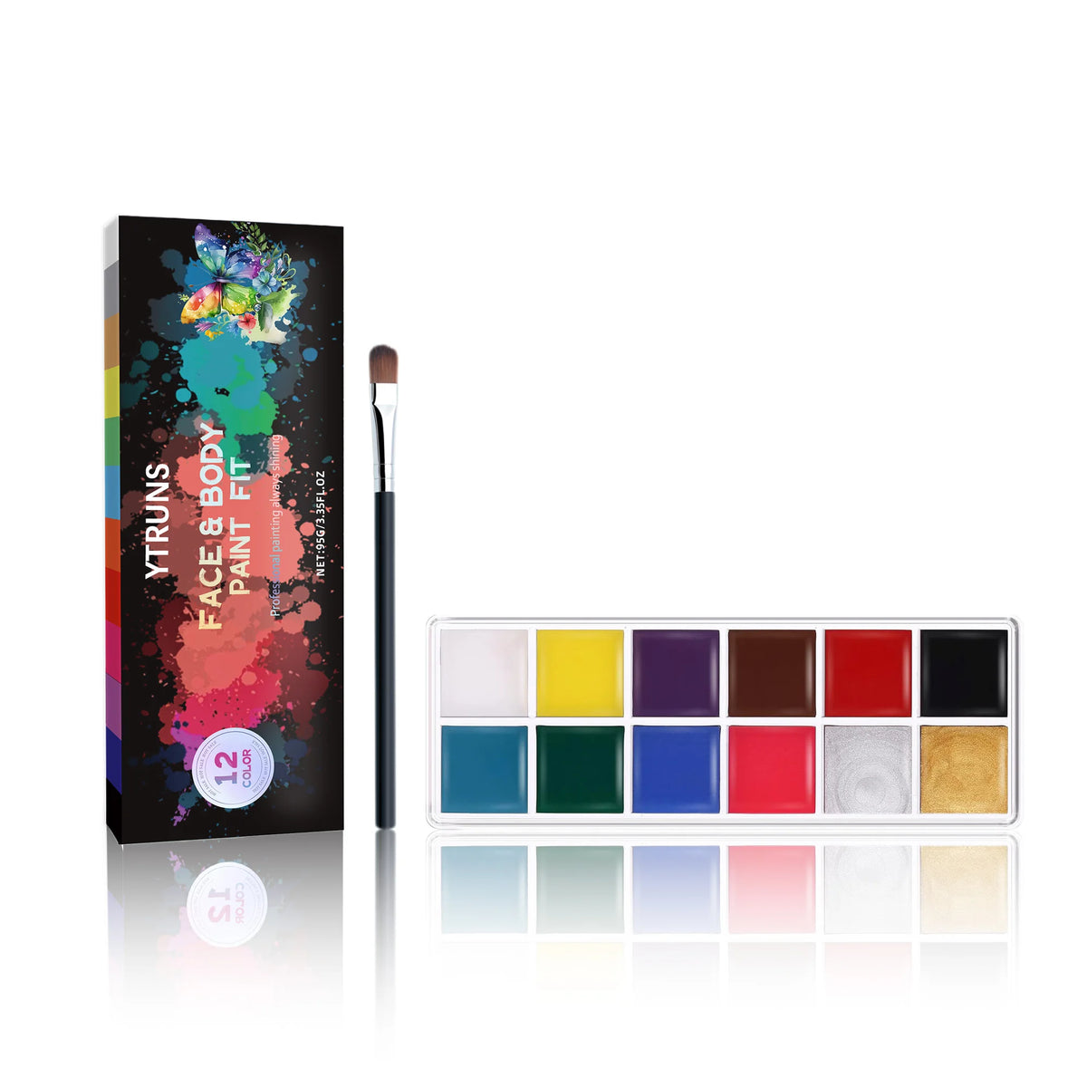 12 Colors Face Body Paint Palette, Oil Based Grease Makeup for Halloween, Stage, Theater, Masquerade Party and Cosplay