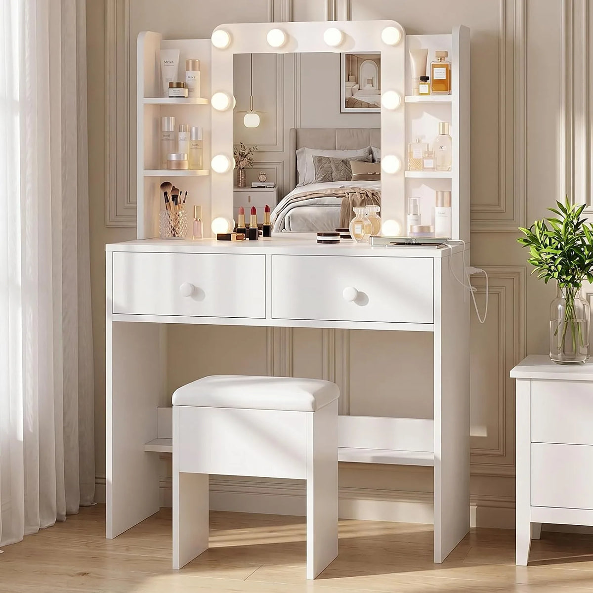 62In Natural Oak Large Vanity Desk