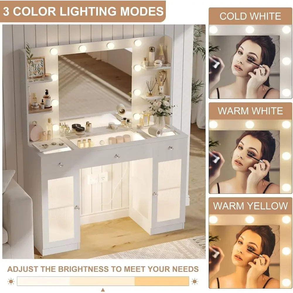 White Makeup Vanity Desk