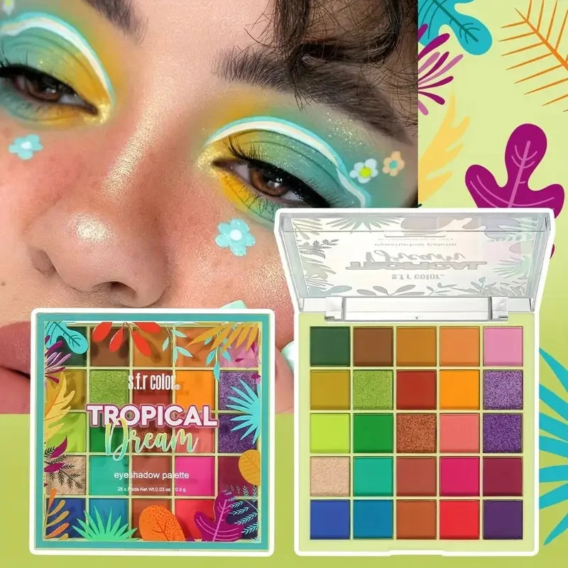 25 Colors Eyeshadow Palette Matte Shimmer Pigmented Rainbow Eye Shadow for Festival Stage Halloween party daily Bold Eye Makeup