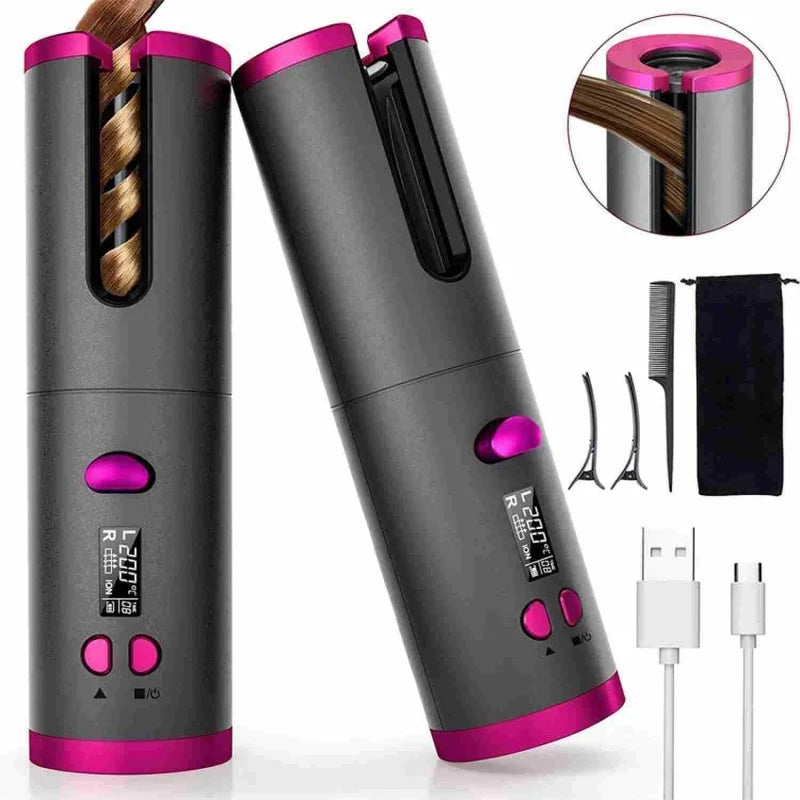 Automatic Hair Curler Wireless With Heat Timer Modes Rechargeable Portabl Fast Heating Styler For Perfect Curls Every Time