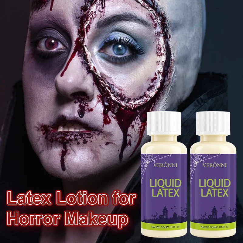 2PCS 30ml Liquid Latex SFX Makeup Adhesive Special Effects Fake Skin Liquid Latex for Zombie Scar Wound Halloween Cosplay Stage
