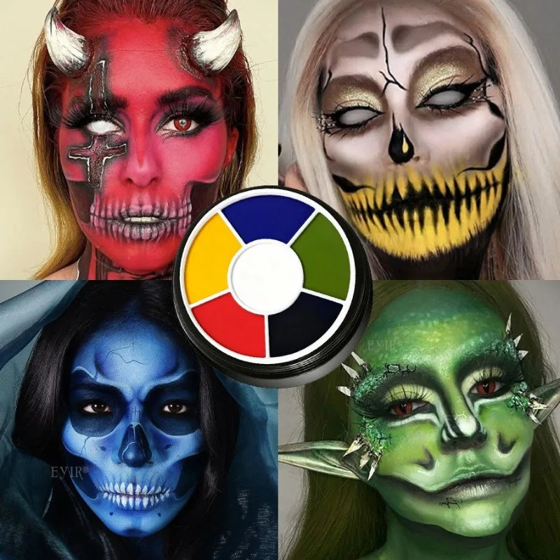 6Colors Face Body Paint Palette Halloween Special Effects Makeup Cosmetic Safe Non‑toxic Body Painting Cream Kids Adults Cosplay