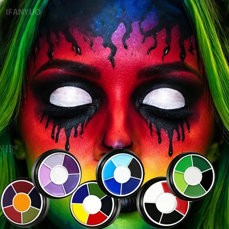 6Colors Face Body Paint Palette Halloween Special Effects Makeup Cosmetic Safe Non‑toxic Body Painting Cream Kids Adults Cosplay