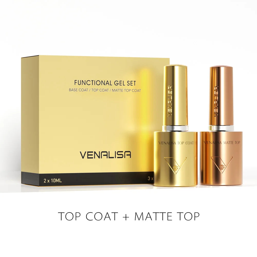 1/2/3pcs Kit Venalisa 10ml Nail Gel Polish HEMA/TPO Free Base Ultra Glossy Diamond Tempered Long Wear Top Coat Matt Gel Varnish