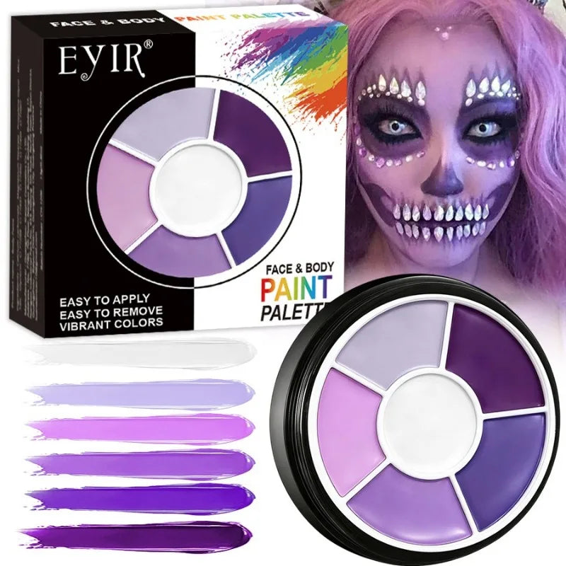 6Colors Face Body Paint Palette Halloween Special Effects Makeup Cosmetic Safe Non‑toxic Body Painting Cream Kids Adults Cosplay