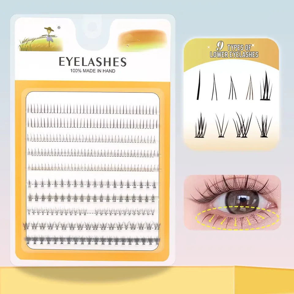 Brown DIY Lash Cluster Wispy Individual Lash Extension Fluffy Thick Faux Mink Eyelash Mix Colored Halloween Makeup Brown Lash