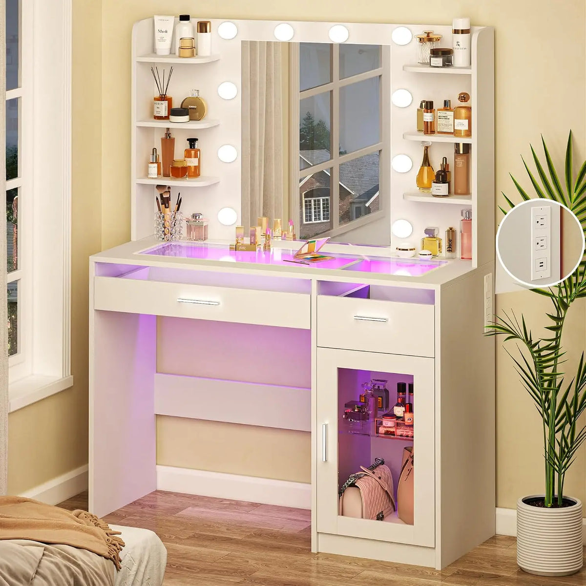 Transparent Top Vanity Desk