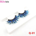 Unique Shining Colored Eyelashes Gold Pink Green Glitter Colorful False Eye Lashes Dramatic Halloween Party Rainbow Cilias