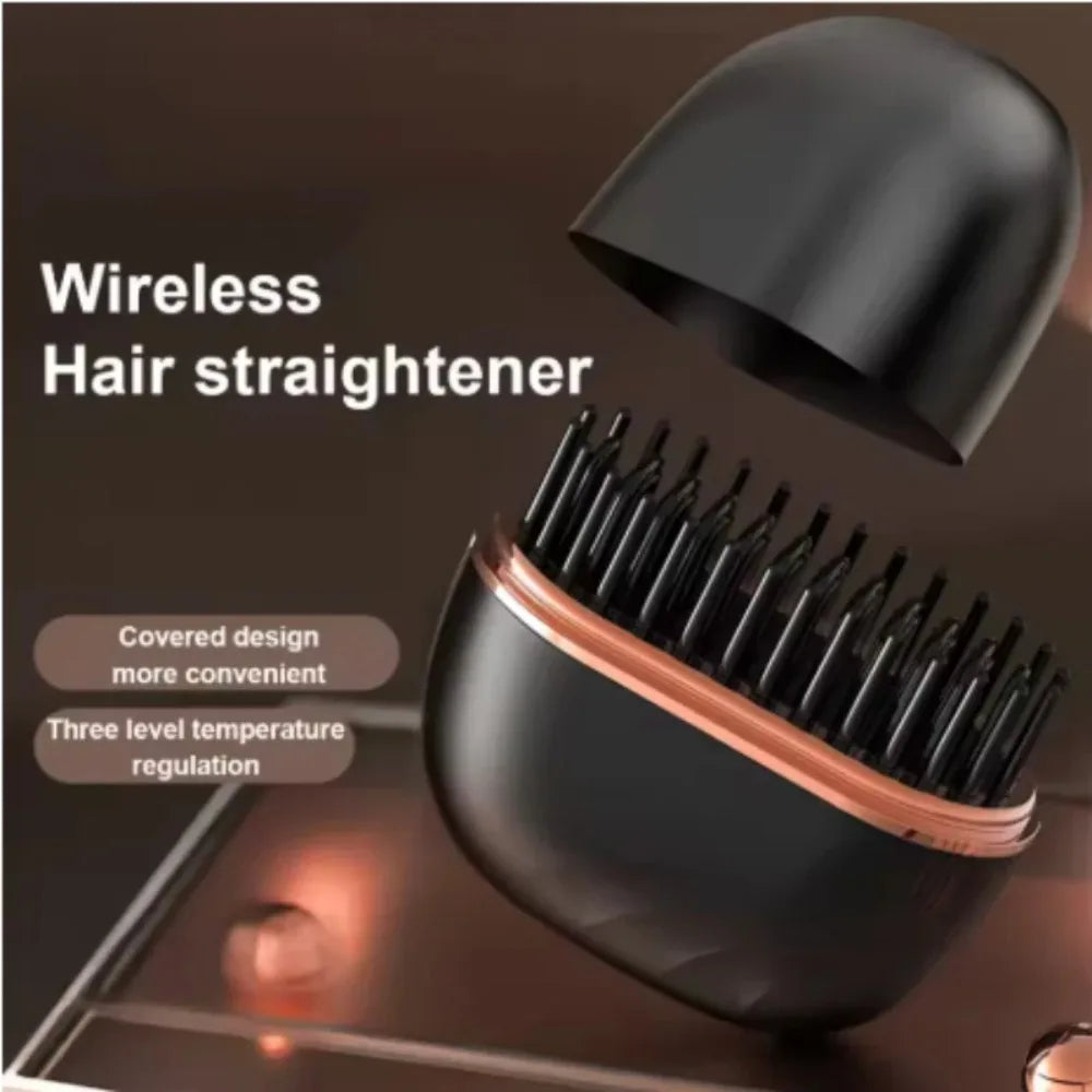 Mini Rechargeable Hair Straightener Brush