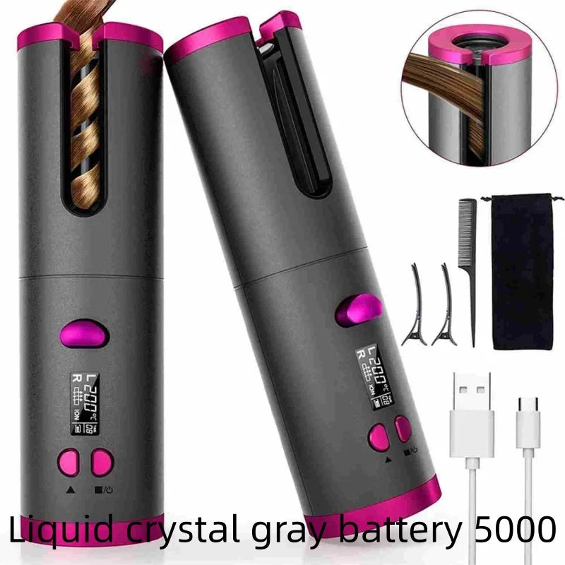 Automatic Hair Curler Wireless With Heat Timer Modes Rechargeable Portabl Fast Heating Styler For Perfect Curls Every Time