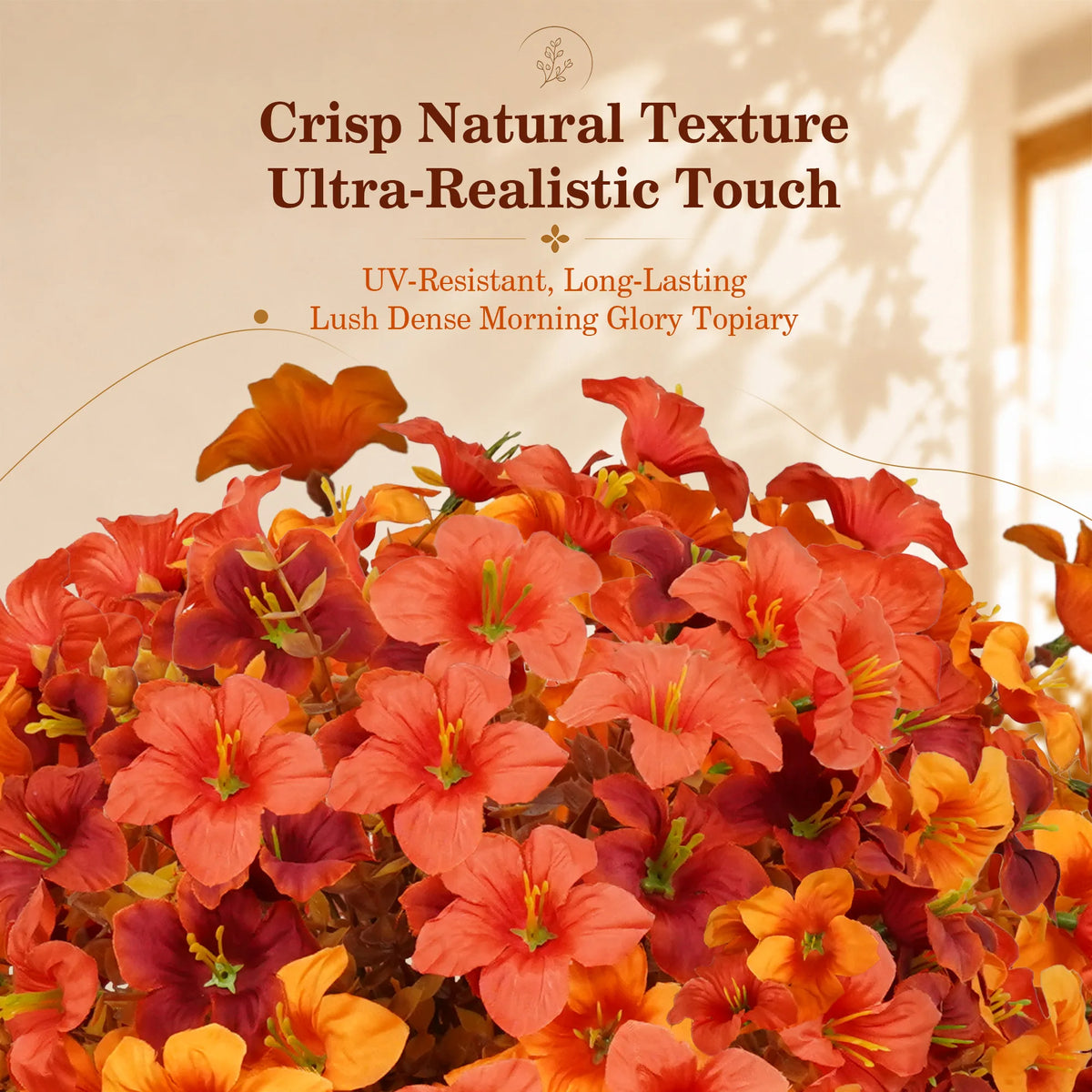 2 Pack Artificial Flowers Topiary Ball Outdoor Decoration with Garden Stake, Realistic Faux Flower Bush UV Resistant for Front Porch Patio Yard Garden Fall Decor Halloween Thanksgiving Day Decor