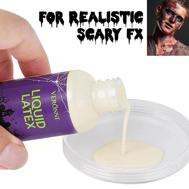 2PCS 30ml Liquid Latex SFX Makeup Adhesive Special Effects Fake Skin Liquid Latex for Zombie Scar Wound Halloween Cosplay Stage