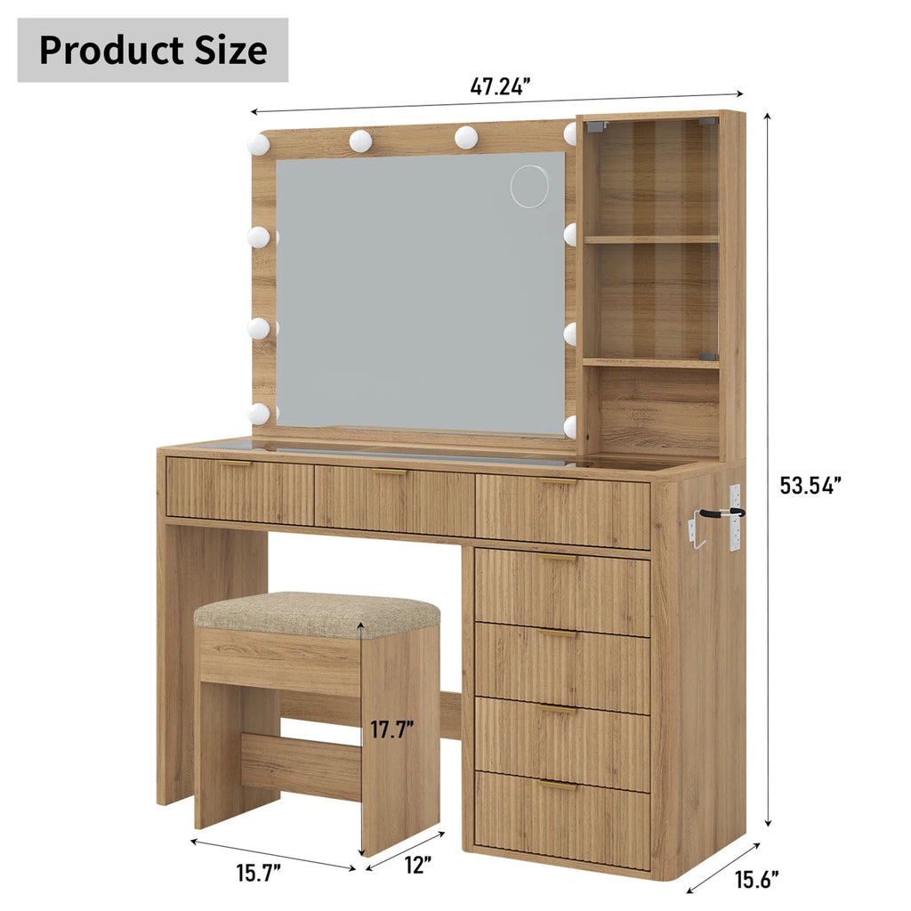 Compact Large Storage Vanity Table Set