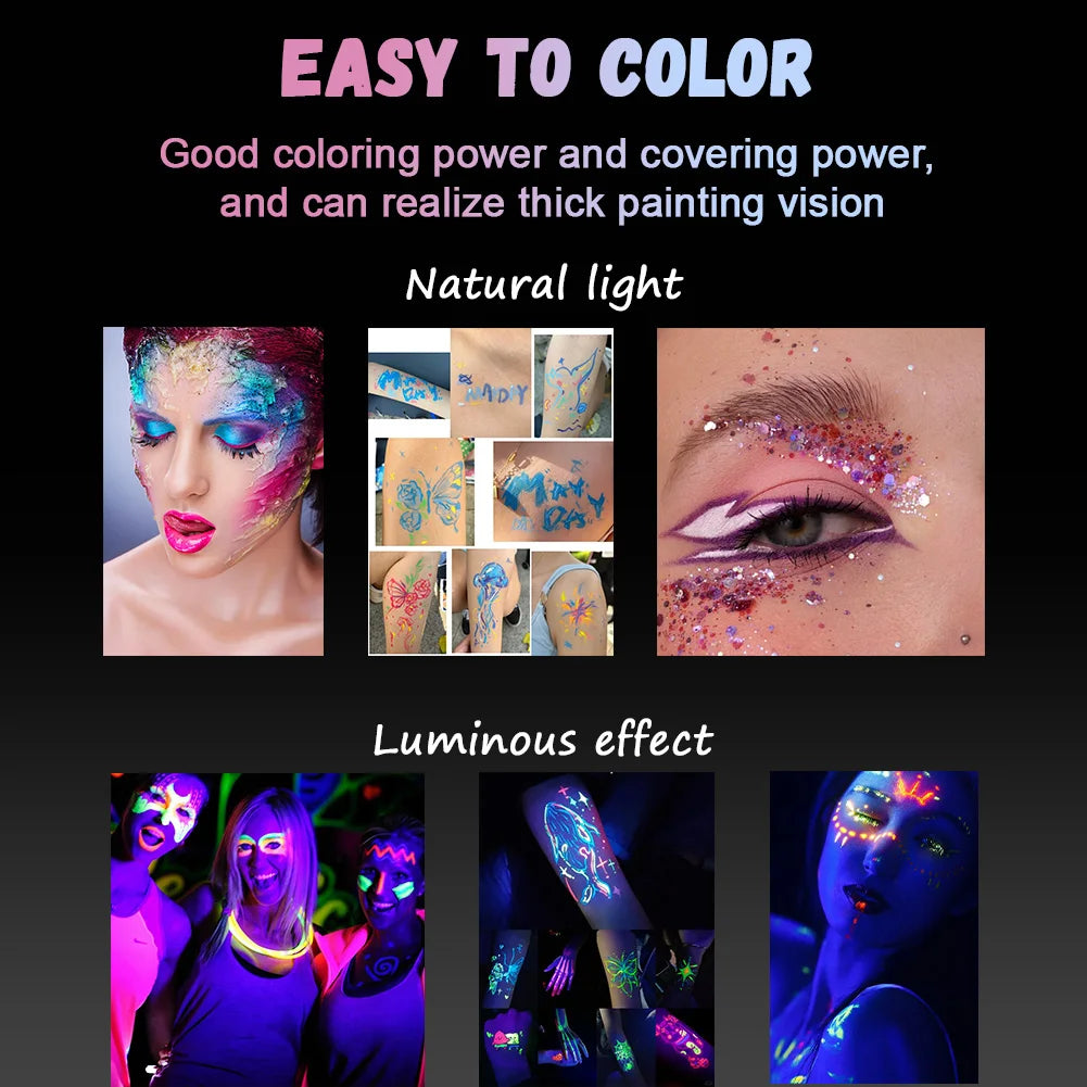 12 Colors Face Body Paint Palette, Oil Based Grease Makeup for Halloween, Stage, Theater, Masquerade Party and Cosplay