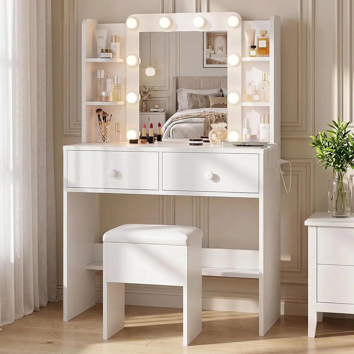 62In Natural Oak Large Vanity Desk